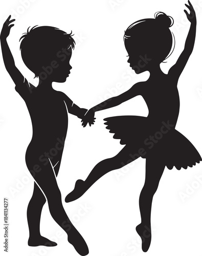 Synchronized Little Ballet Dancers Holding Hands Vector