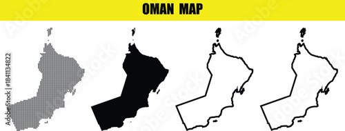Oman map collection solid fill, outline, and gradient variations
