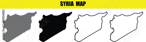 Syria map collection solid, outline, and stylized vector shapes
