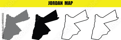 Set of Jordan maps solid fill, outline, and gradient shapes

