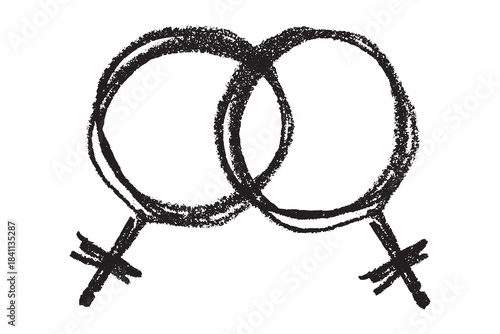 Hand drawn lesbian identity sign Symbol used to represent sex and gender