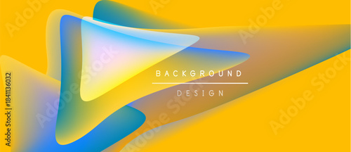 Abstract vibrant design. Fluid shapes blend yellow, blue, orange hues. Modern background for presentations, graphics, websites.