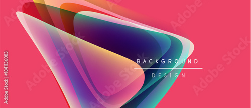 Abstract colorful layers create dynamic visual effect. Pink backdrop enhances vibrant design elements, modern aesthetic.