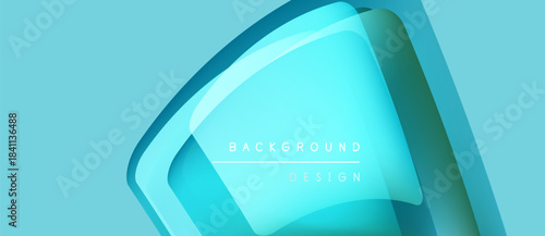 Abstract blue layers create modern background. Gradient shades offer depth, visual interest. Text reads background design.