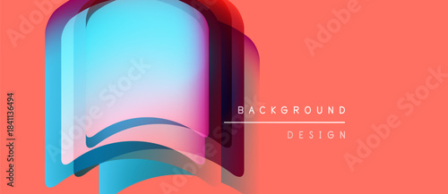 Abstract book layers, vibrant colors, coral background. Modern design element, gradient effect, simple composition.