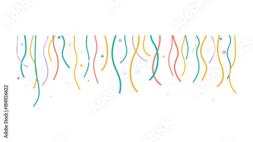 Festive Streamers of Joy: Capturing the playful spirit of celebration with a cascade of colorful streamers dancing gracefully in the air. Celebrate in joy!