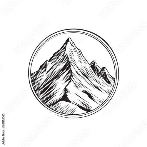 Vector illustration of a mountain peak icon with a simple, bold and easily recognizable design.