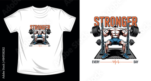 Gym fitness graphic vector art t-shirt design print template