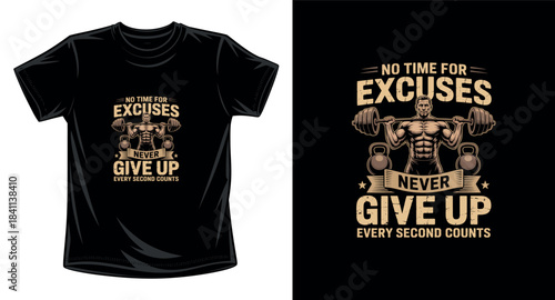 Gym fitness graphic vector art t-shirt design print template