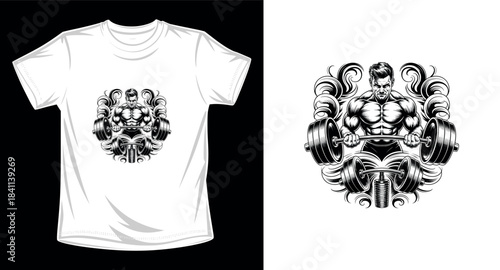 Gym fitness graphic vector art t-shirt design print template