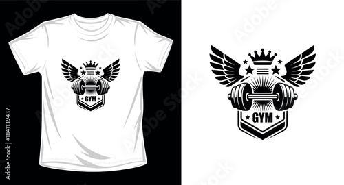 Gym fitness graphic vector art t-shirt design print template