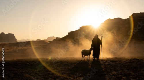 Jesus Christ, shepherd sheep lamb salvation good pastoral guidance christian person faith pray. bible jesus shepherd with his flock of sheep during sunset Jesus Christ the Good Shepherd, leads a flock