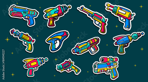 A set of space guns vector illustration