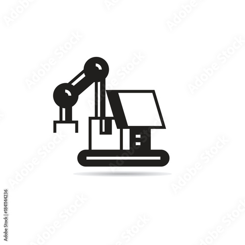 industrial robotic arm and box icon