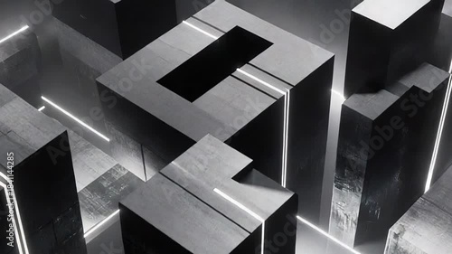 Abstract brutalist architecture creating a monochrome geometric maze