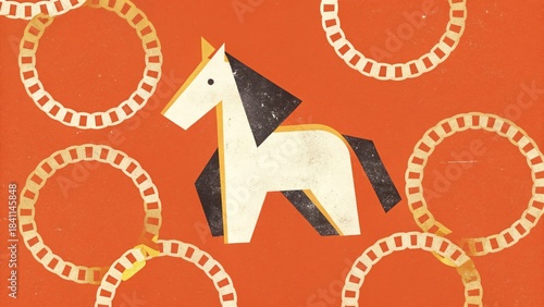 Celebrating the year of horse artistic representation creative imagery vibrant background whimsical style