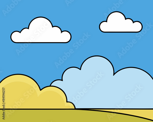 Cloudy sky simple landscape illustration Vector