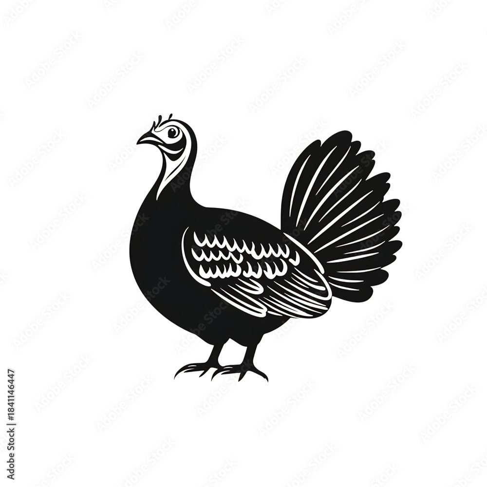 Obraz premium Black and White Silhouette of a Majestic Bird on Transparent Background