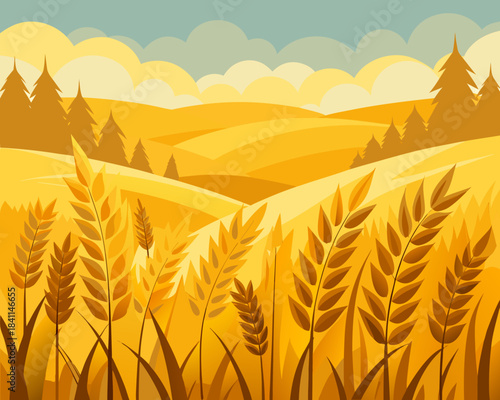 Wheat field illustration Vector