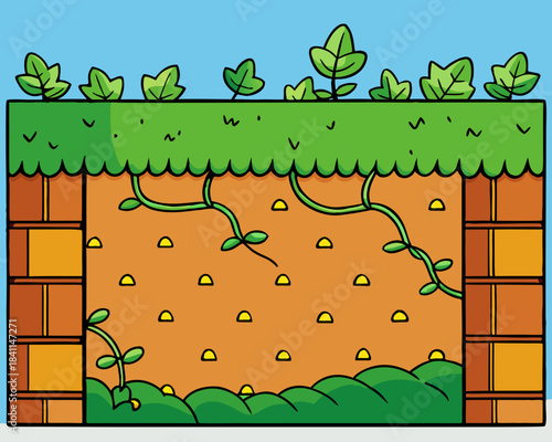 Plant root system cross section Vector