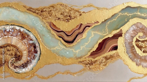 Intricate Rock Texture with Swirls and Gold Accents on Cliff Face