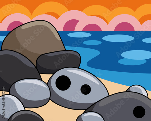 Beach scene illustration Vector