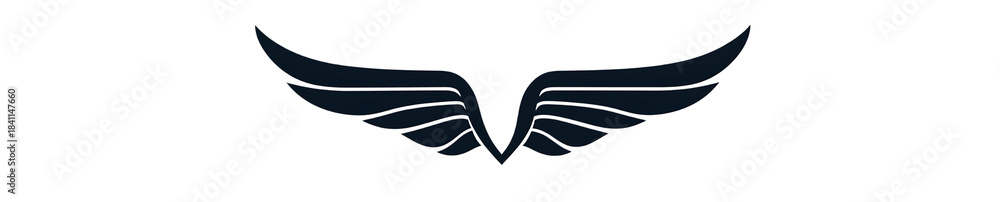 Fototapeta premium Minimalist Black Wings Logo on Transparent Background for Branding