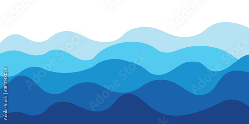 Sea waves layered vector background illustration and sea beach vector illustration.