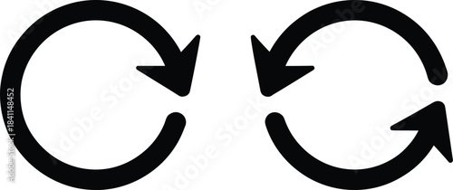 Refresh and reload arrow icon vector set featuring circular rotation symbols for update, sync, and interface design projects