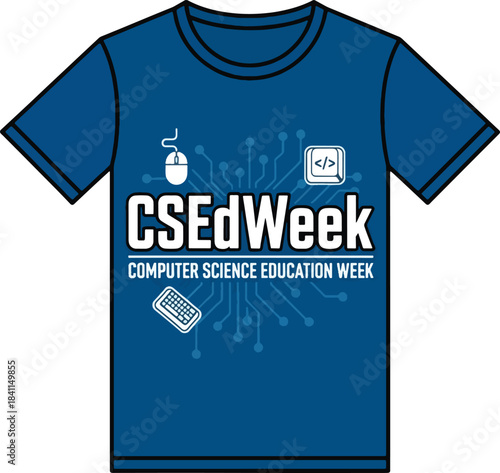Computer science education week csedweek t shirt featuring icons of technology and learning, Generative Ai