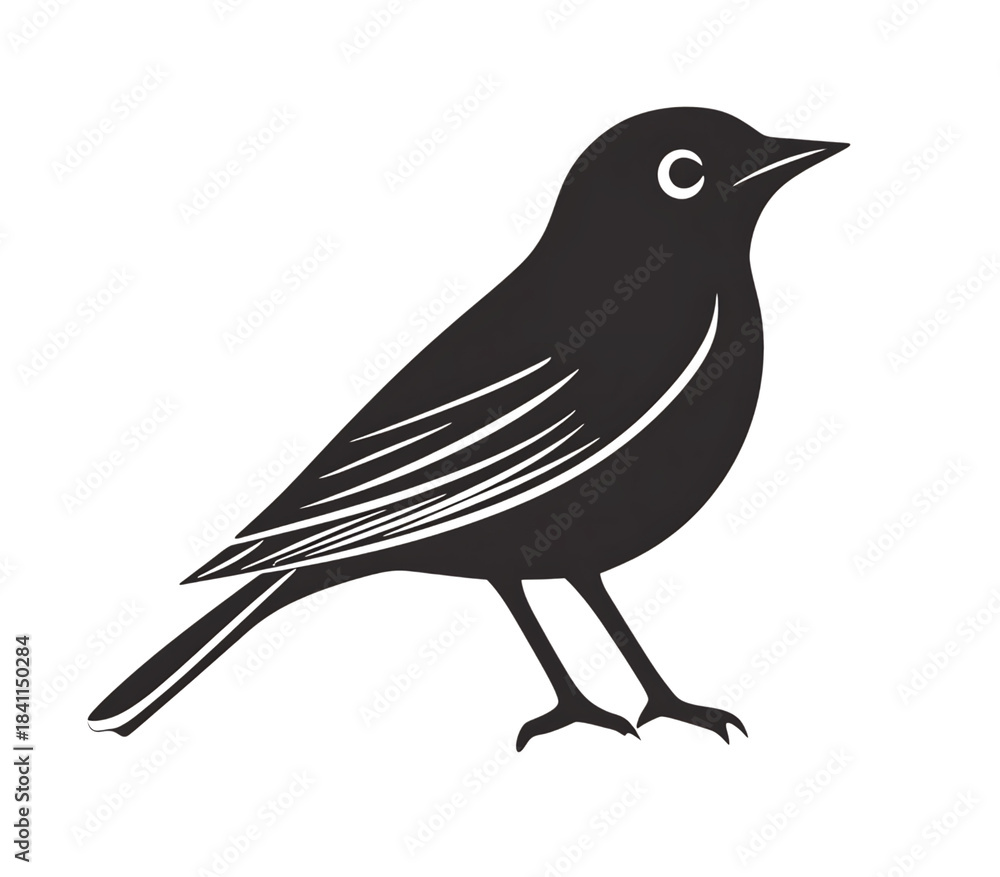 Fototapeta premium Black Bird Silhouette on Transparent Background, Perfect for Design Projects