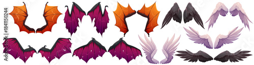 Wings of demon and angel Halloween collection