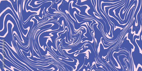 Blue Wavy Lines Abstract Background in Trendy Retro Psychedelic Style. Twisted, Swirled, and Distorted Vector Texture Pattern