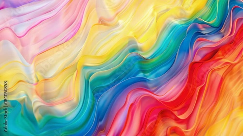 Colorful abstract painting on mural with flowing lines and bold colors.