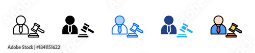 Business Attorney Icon Set Multiple Style Collection