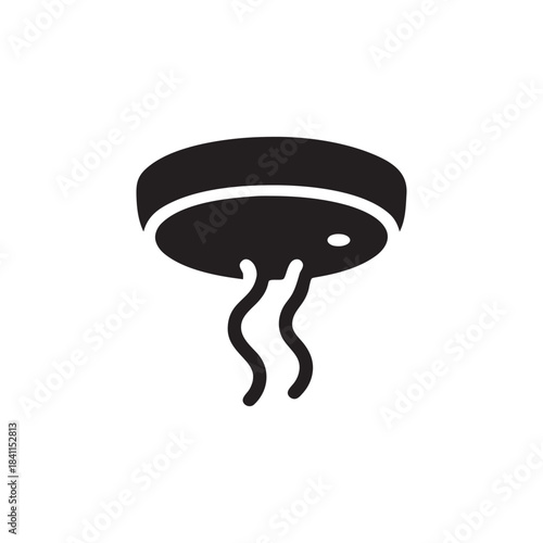Smart home ceiling smoke detector icon black and white vector illustration for security and fire alarm system
