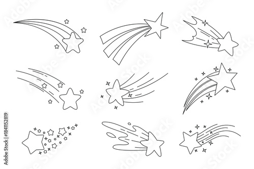Collection of Shooting Stars with Trails Illustrations