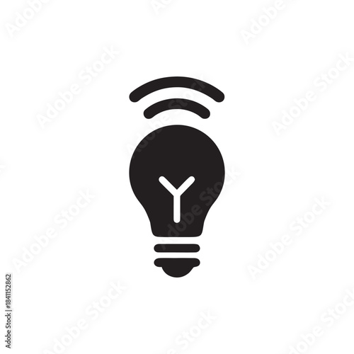Smart Home Light Control Icon Black And White Wireless Lamp Symbol Minimal Vector Illustration