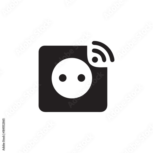 Smart Home Power Socket Icon Wireless Outlet Black And White Vector Illustration