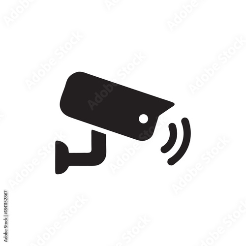 Smart house security camera icon black and white vector illustration for home automation and surveillance system