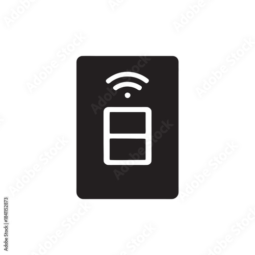 Smart home wireless wall switch icon black and white minimalist vector illustration for modern home automation system