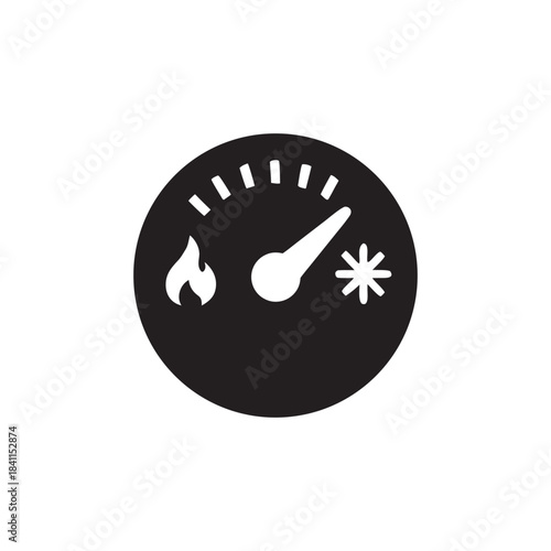 Smart House Thermostat Control Icon Black And White Vector Temperature Gauge With Heating And Cooling Symbols