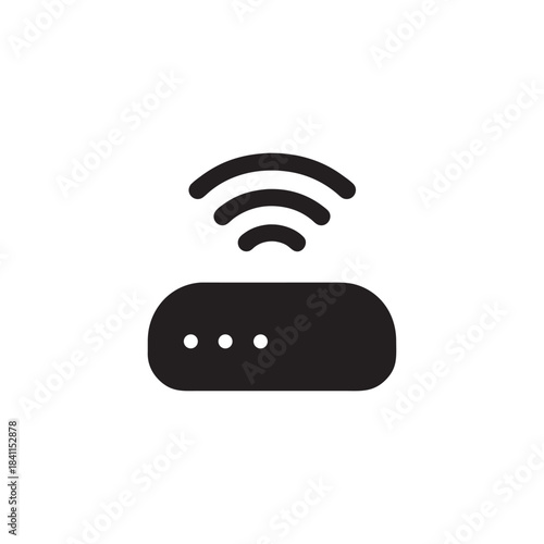 Smart house wifi router icon black and white vector illustration for wireless home automation and internet connection