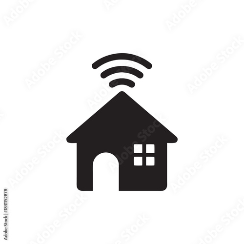 Smart House Icon Black And White Vector Wireless Home Automation Symbol For Internet Of Things