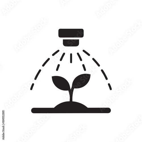 Smart house irrigation icon black and white vector smart garden automatic watering system for plant care