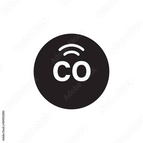 Smart Home CO Sensor Icon Black And White Vector Symbol For Connected House Safety And Air Quality Monitoring