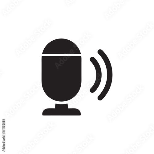Smart house voice control microphone icon black and white vector illustration for home automation and virtual assistant technology
