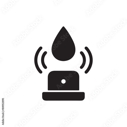 Smart Home Water Leak Sensor Icon Black And White Vector Illustration For Intelligent House Security Systems