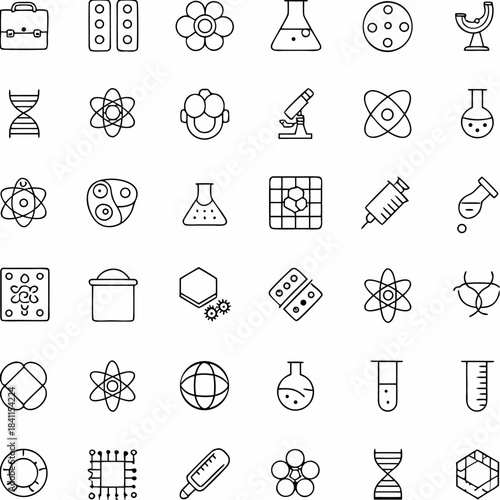 Minimal Black Line Icon Set – Thin Stroke Monoline Outline Vector Icons
