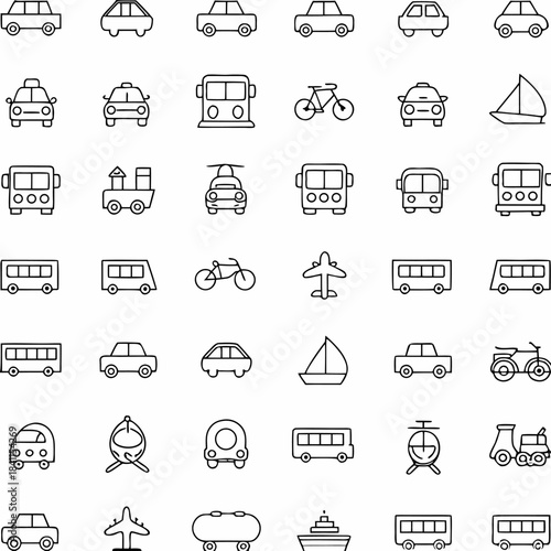 Minimal Black Line Icon Set – Thin Stroke Monoline Outline Vector Icons
